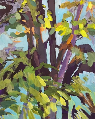 Es lichtet sich, 2022, Acryl auf Pappe, 80 x 50 cm