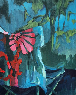 Glamping, 2022, Acryl auf Leinwand, 40 x 30 cm