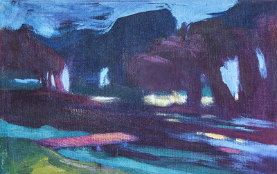 Gold-Blaue-Stunde, 2020, Acryl auf Leinwand, 19 x 29 cm