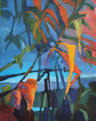 Verflechtungen, 2022, Acryl auf Leinwand, 40 x 30 cm